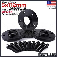 [4] 15mm Thick Mercedes 5x112mm CB 66.6 Wheel Spacer Kit 14x1.5 Bolts Included picture