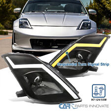 Black Fits 2003-2005 350Z Z33 Projector Headlights LED Switchback Signal Lamps picture