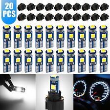 20x T5 74 17 37 3 LED Instrument Gauge Cluster Dash Light Bulbs w/ Sockets White picture