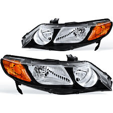 For 2006-2011 Honda Civic Sedan Black Headlights Headlamps Passenger Driver Pair picture