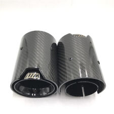 2* Carbon Fiber Exhaust Tips Tail Pipe Glossy Grilled Silver for BMW M2 M3 M4 picture