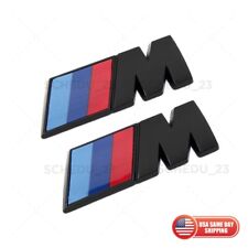 2x BMW Matte Black M Series Fender Nameplate Emblem Badge ABS Mini Sport Power picture