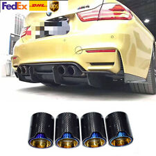 4PC FOR 2015-2019 BMW F80 M3 F82 M4 CARBON FIBER STAINLESS EXHAUST TIPS 70MM picture