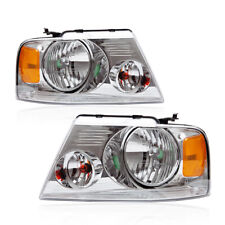 Headlights Assembly Fit For 2004-2008 Ford F150 F-150 Chrome Amber Headlamp picture