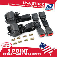 2 Universal 3 Point Retractable Black Seat Belts for Dodge Viper 1998-2015 picture