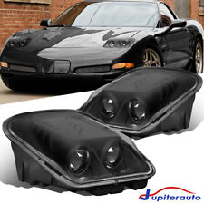For 1997-2004 Chevy Corvette C5 Black Dual Projector Headlights Lamps Left+Right picture