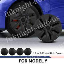 Black 4PCS 19inch Hubcaps for Tesla Model Y 2020-2023 Gemini Wheel Rim Cover NEW picture