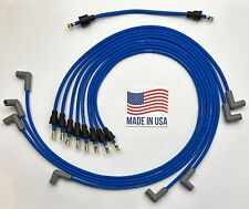 Chevy 1955-74 327 350 400 SBC BLUE Spark Plug Wires under Exhaust for Points Cap picture
