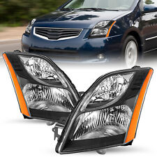 For 2010-2012 Nissan Sentra SE-R/SL Black Headlight Amber Corner Headlamps Pair picture