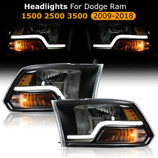 For 2009-2018 Dodge Ram 1500 2500 3500 Black LED Bar Plank style Headlights pair picture