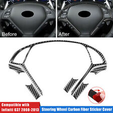6Pcs Carbon Fiber Steering Wheel Cover Frame Trim For Infiniti G37 G35 08-13 Q60 picture