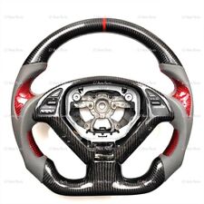 BLACK CARBON FIBER  Steering Wheel FOR INFINITI G37G25 RED  THUMBGRIPS /ACCENT picture