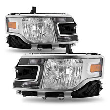 For 2013-2019 Ford Flex Chome Halogen Headlights Replacement Headlamps Pair L+R picture