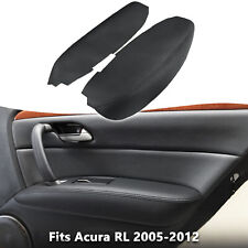 Fits 2005-2012 Acura RL Front Door Panel Armrest Leather Cover Trim Black 2pcs picture