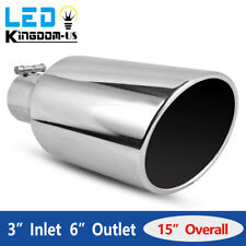 3 Inch Inlet Exhaust Tip 6 Inch Outlet 15 Inch Long Bolt-On Polished Tailpipe picture