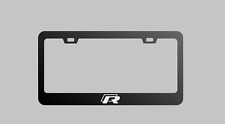 Reflective VW Golf R 100% Black Stainless Steel License Plate Frame + Screw Caps picture