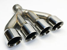 Exhaust Tip Center 3.00 inlet 3.50 Quad 15.00 Long  WCQUAD35015-300-SS Rolled Sl picture