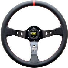 OMP Corsica Steering Wheel Black Leather/Red Sew 350mm picture