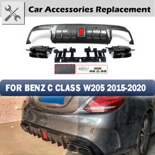 B STYLE LED BUMPER DIFFUSER Carbon EXHAUST TIPS FOR 15-21 BENZ W205 C63 C43 ABS picture