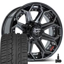 4Play 4P80R 20x9 Black Rims & 275/55r20 Tires Set Fit RAM Jeep Chevy GMC Ford picture