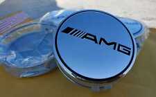 AMG Set of 4 Mercedes Benz Silver AMG Center Caps 3 Inch/75mm Fits Most Models  picture