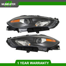 Pair Headlights Assembly For 2013-2016 Dodge Dart Halogen Black Clear Lens LH+RH picture