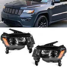 Fit for 2016-2021 Jeep Grand Cherokee Black Halogen Headlight Lamps Left+Right picture