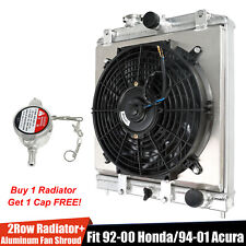 2Row Aluminum Radiator Shroud Fan For 92-00 Honda Civic Del Sol EK Integra DB DC picture