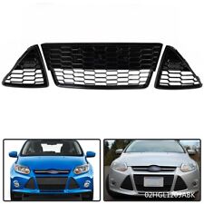 Fit For 2012 2013 2014 Ford Focus 3Pcs Honeycomb Front Bumper Lower Grille Grill picture