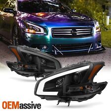 Fits [Black Smoke] 2009-2014 Maxima LED DRL Light Bar Projector Headlights picture