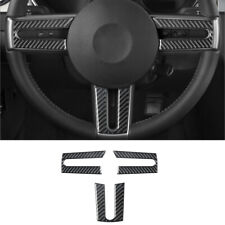 3Pcs Carbon Fiber Interior Steering Wheel Cover Trim For Ford Mustang 2005-2009 picture