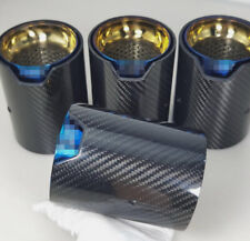 NEW 4PC FOR 2015-2019 BMW F80 M3 F82 M4 CARBON FIBER STAINLESS TIPS 70MM picture