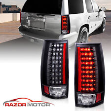 For 2007-2014 Chevy Suburban Tahoe GMC Yukon Black Metal LED Tail Lights Pair picture