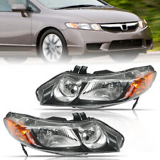 For 2006-2011 Honda Civic Sedan Black Headlights Headlamps Passenger Driver Pair picture