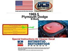 1969 A12 440 Six Pack RR Super Bee Special Instructions Air Cleaner Decal NEW US picture