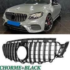 GT R Front Grill Grille For Mercedes-Benz W213 E350 E400 2016-20 Black & Chrome  picture