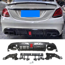 Bumper Diffuser Exhaust Tips and LED Light For Mercedes W205 Sedan C43 C300 C450 picture