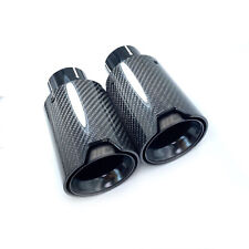2pcs ID 63mm Glossy Black Carbon Fiber Exhaust Tip Fit For M Performance Pipes picture