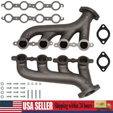 1 PAIR LS SWAP CAST IRON MANIFOLD HEADERS FITS FOR CHEVY CORVETTE CAMARO LS1 LS2 picture