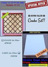 For Chevy Cruze 2011-2015 1.4L Combo set Engine & Cabin Air filter AF6152 C36154 picture