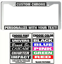 CHROME FRAME CUSTOM PLASTIC PERSONALIZED License Plate Frame COLOR FONT CHOICE picture