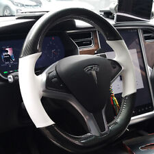 Carbon Fiber&Leather Car Steering Wheel Stitch on Wrap Cover For Tesla Model X/S picture
