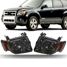 Headlights Headlamps Chrome Housing Smoke Lens Pair Fits 08-12 Ford Escape picture