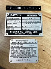 Datsun 240Z 260Z 280Z 510 Chassis, Door Jamb & Windshield Custom Repro Plates picture