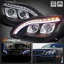 Black Fits 1998-2006 Mercedes W220 S320 S500 S600 LED Strip Projector Headlights picture