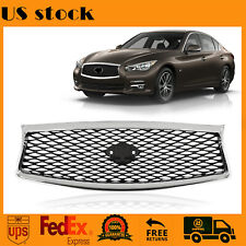 Chrome Upper Grille Fit For Infiniti Q50 2014-2017 JDM Style Front Bumper Grill picture