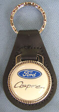 Vintage White Ford ASPIRE Black Leather #31AA Key ring Key Fob Key Holder  picture