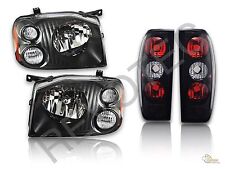 Black Housing Headlights + Tail Lights Lamps For 01-04 Nissan Frontier RH + LH picture