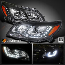 Fits 2013-2015 Chevy Malibu Black LED Halo Projector Headlights Lamps Left+Right picture