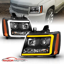 07-14 Fit Chevy Suburban/Tahoe/Avalanche Black LED Swtichback Projector Headlamp picture